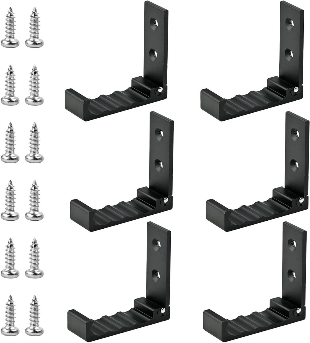 Kledinghaken - Wandhaken Ophanghaken - Ruimte Besparen - Creatief Opvouwbaar - 6 stuks - Zwart