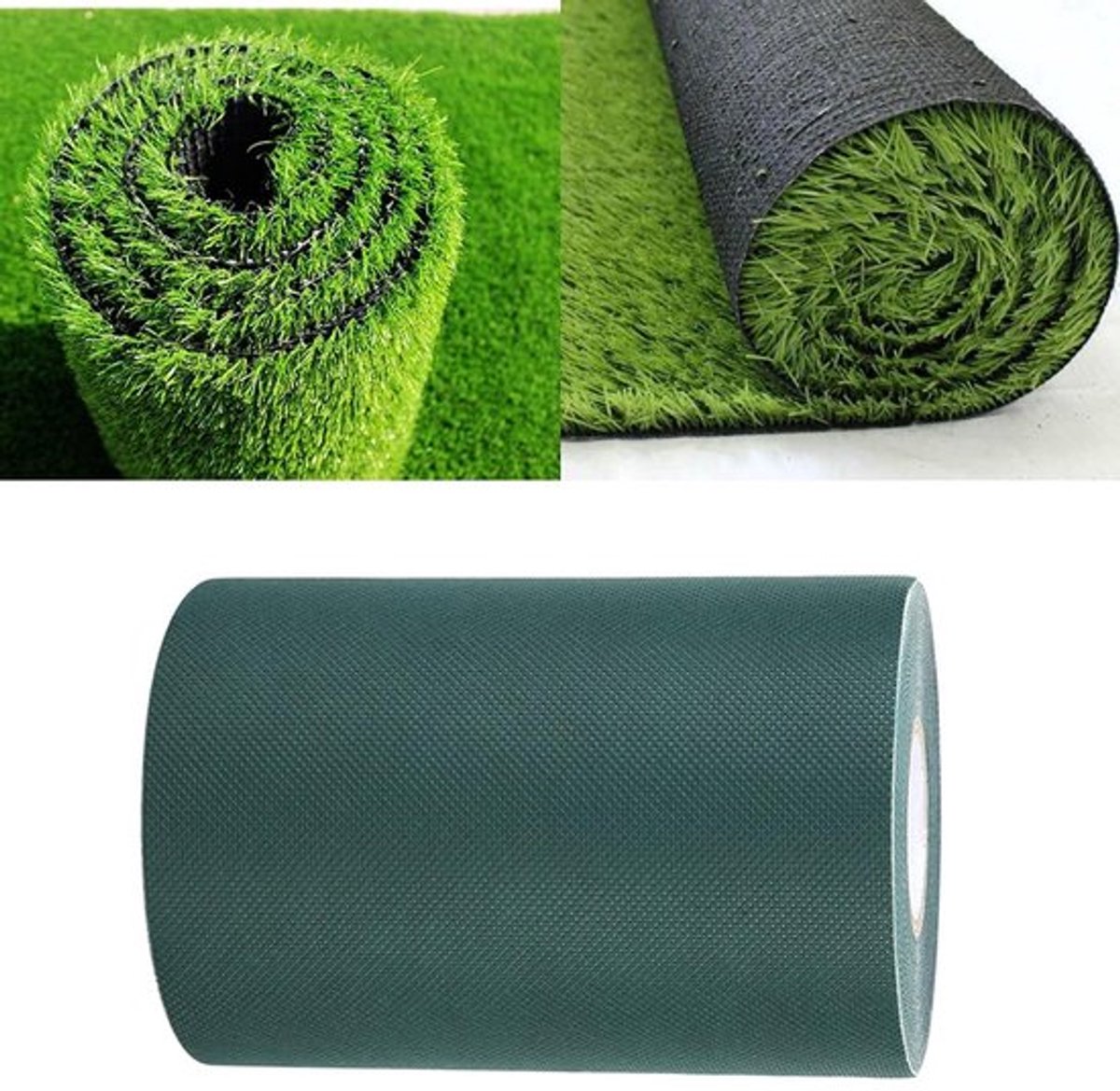 Zelfklevende Kunstgazontape voor Het Samenvoegen van Kunstgras en Buitentapijt met Sterke Hechting - Niet-geweven Stoffen, Goede Hechting, Handig in Gebruik - Groen - Decoratie, Tuin, DIY - 90 characters.
