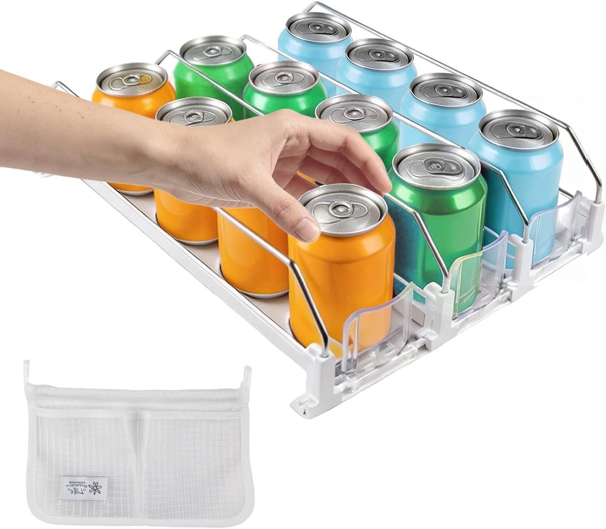 Organisator voor Drankblikjes, Automatische Koelkastopslag, 3 Rijen voor 12 Blikjes, Ideaal voor Keuken en Supermarkten, Ruimtebesparend en Handig