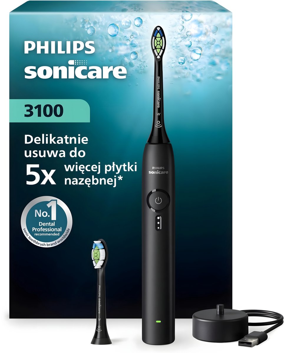 Philips Sonicare 3100 HX4032/32 Sonische Tandenborstel - Zwart - 2 Opzetborstels - Druksensor