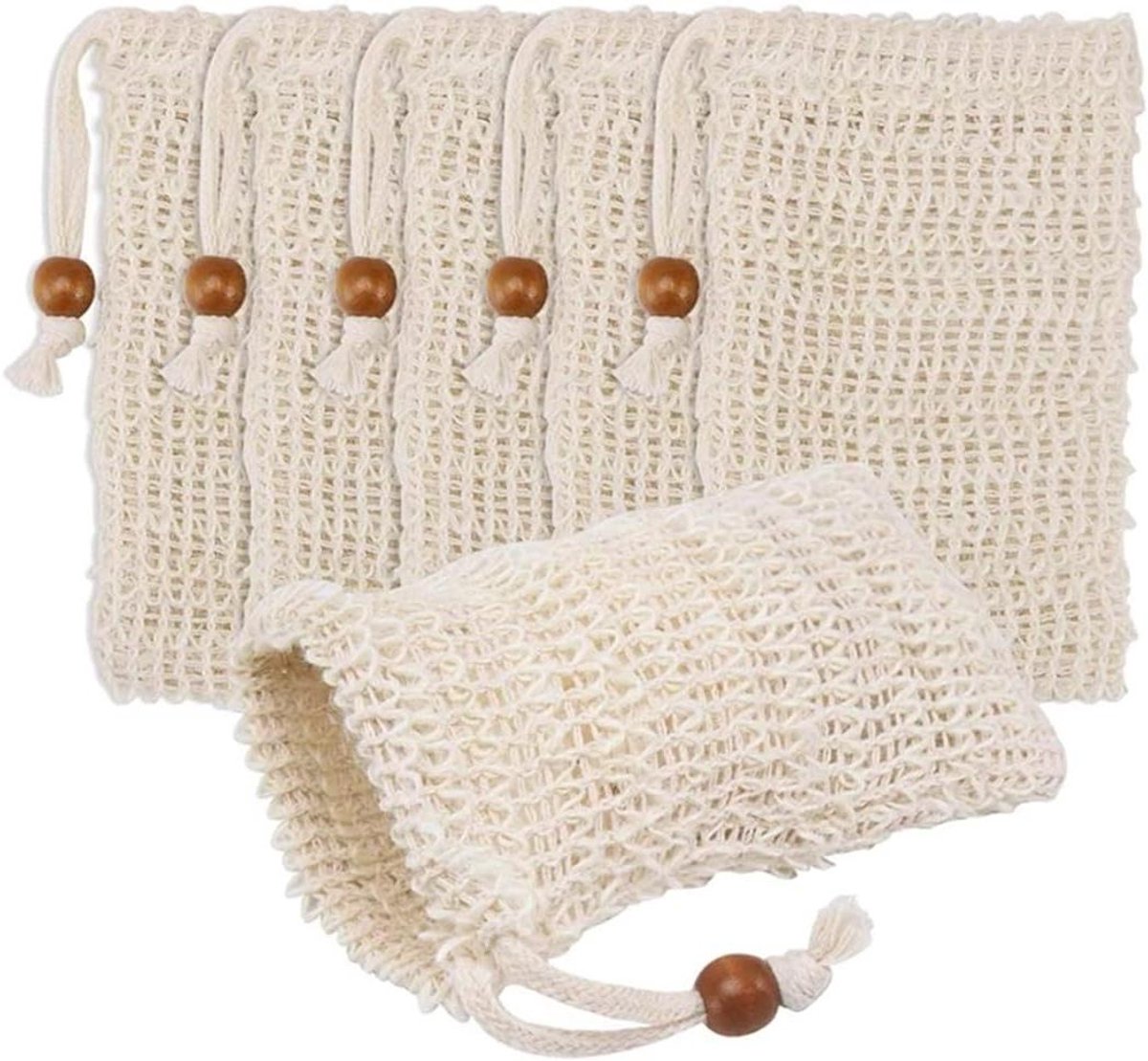 Zeepzakjes - Sisal zakjes - Zeep besparen - Natuurlijk materiaal - 40 stuks - Beige