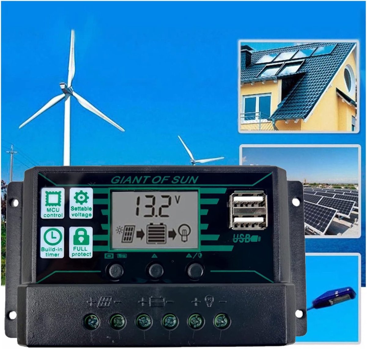 Zonnepaneel Laadregelaar - Intelligente Regulator - Energie Beheer - MPPT PWM Technologie - 10A - Zwart