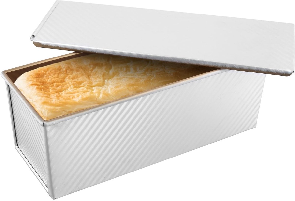 Dailygoods- Broodbakvorm 1000 g met deksel - Aluminium broodbakvorm - Anti-aanbak - Ventilatiegaten - 34 x 13,5 x 12 cm - Gelijkmatige warmteverdeling - Broodvorm