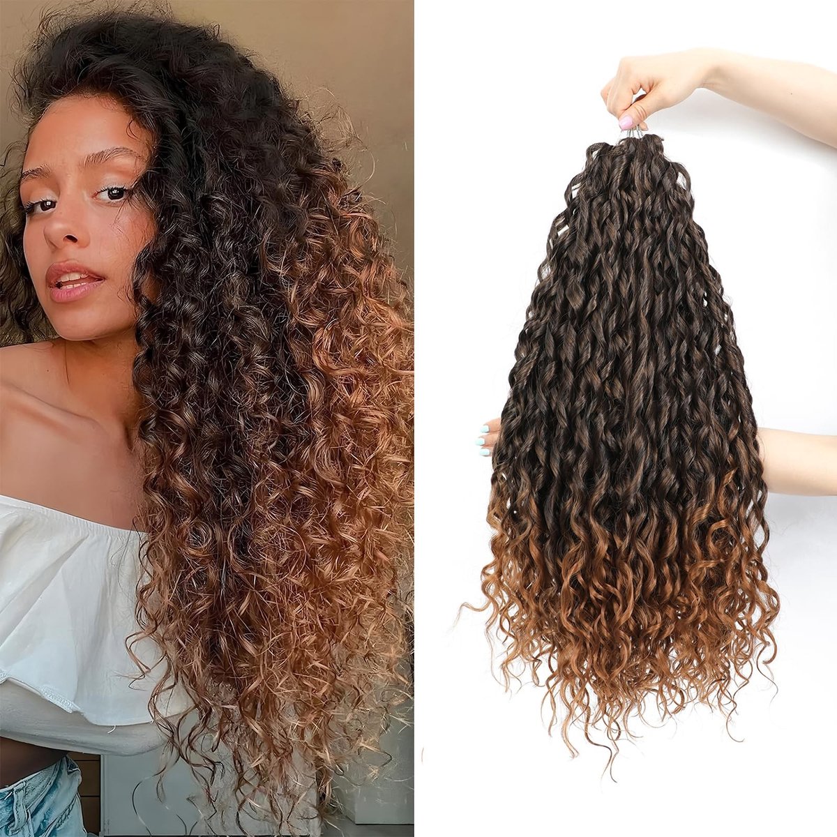 Dailygoods - 24 Inch Diepe Golf Twist Haak Haar Extensions - 6-Pack voor Vrouwen