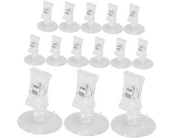Voederclips Aquarium - Voederhouders Vissen - Voer Presenteren - Draaibare Kop - 14 Stuks - Transparant