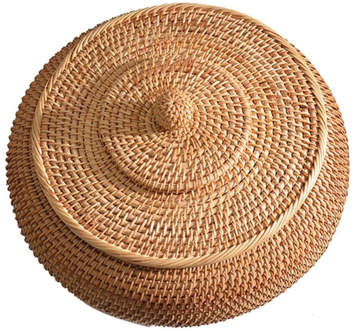 Dailygoods- Opbergmand Hoogwaardig Riet - Ronde Mand met Deksel - Multifunctionele Rotan Box - Natuurlijke Rotanvezel - 28 x 13 x 28 cm - Opbergdoos