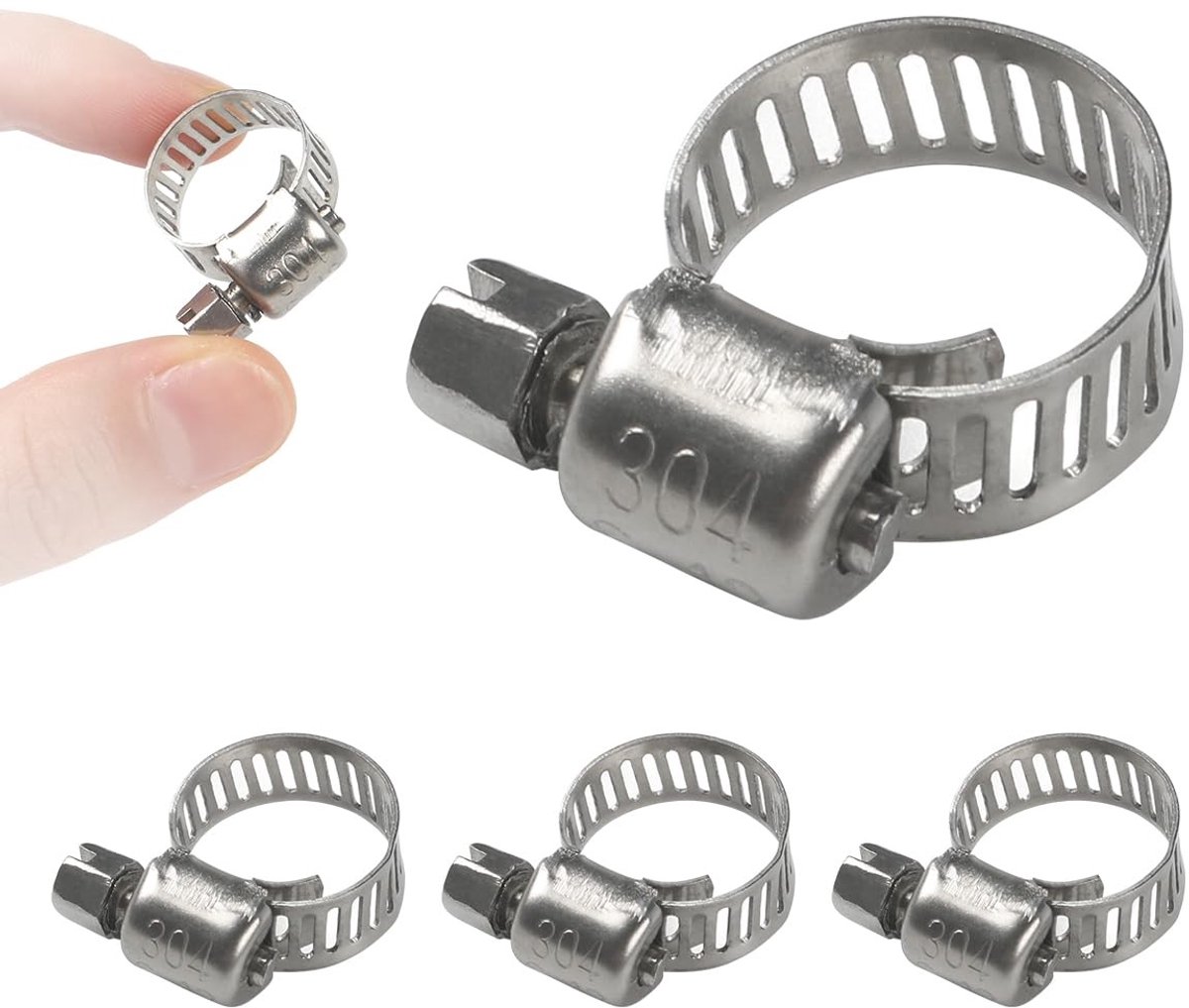 Dailygoods - 4 Stuks Verstelbare Roestvrijstalen Slangklemmen - Voor Slangen en Buizen
