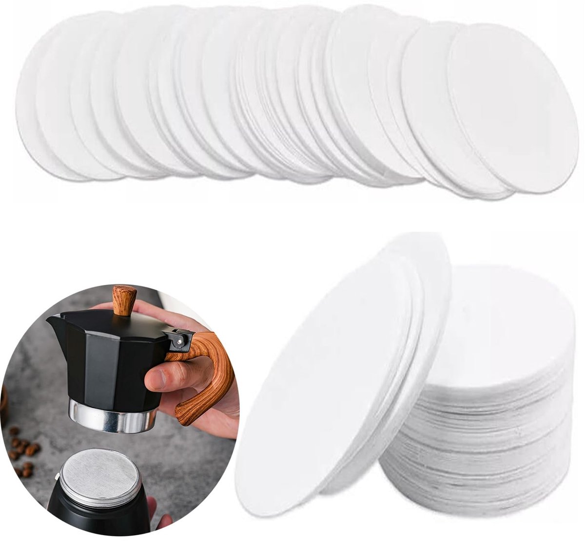 Dailygoods - 500 Stuks Papieren Koffiefilters - Ronde Wegwerpfilters voor Aeropress