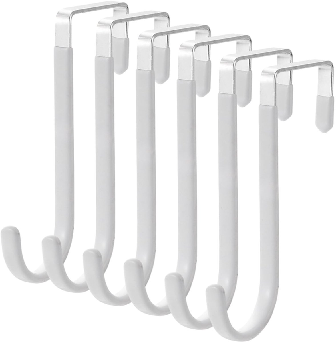 Dailygoods- Deurhaken 6 stuks - Kunststof gecoate Haken - Kledinghaken - Metalen Haken - Roestvrijstalen Haken - Zacht rubberen oppervlak - Kledinghaak
