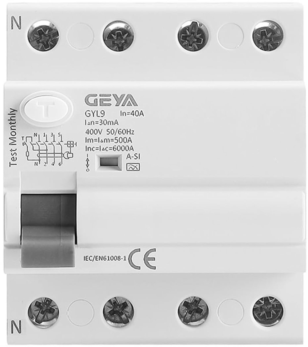 Magnetische Stroomonderbreker - Lekstroomschakelaar - Veilige Stroomvoorziening - Type A-SI Bescherming - 40A 30mA - Grijs