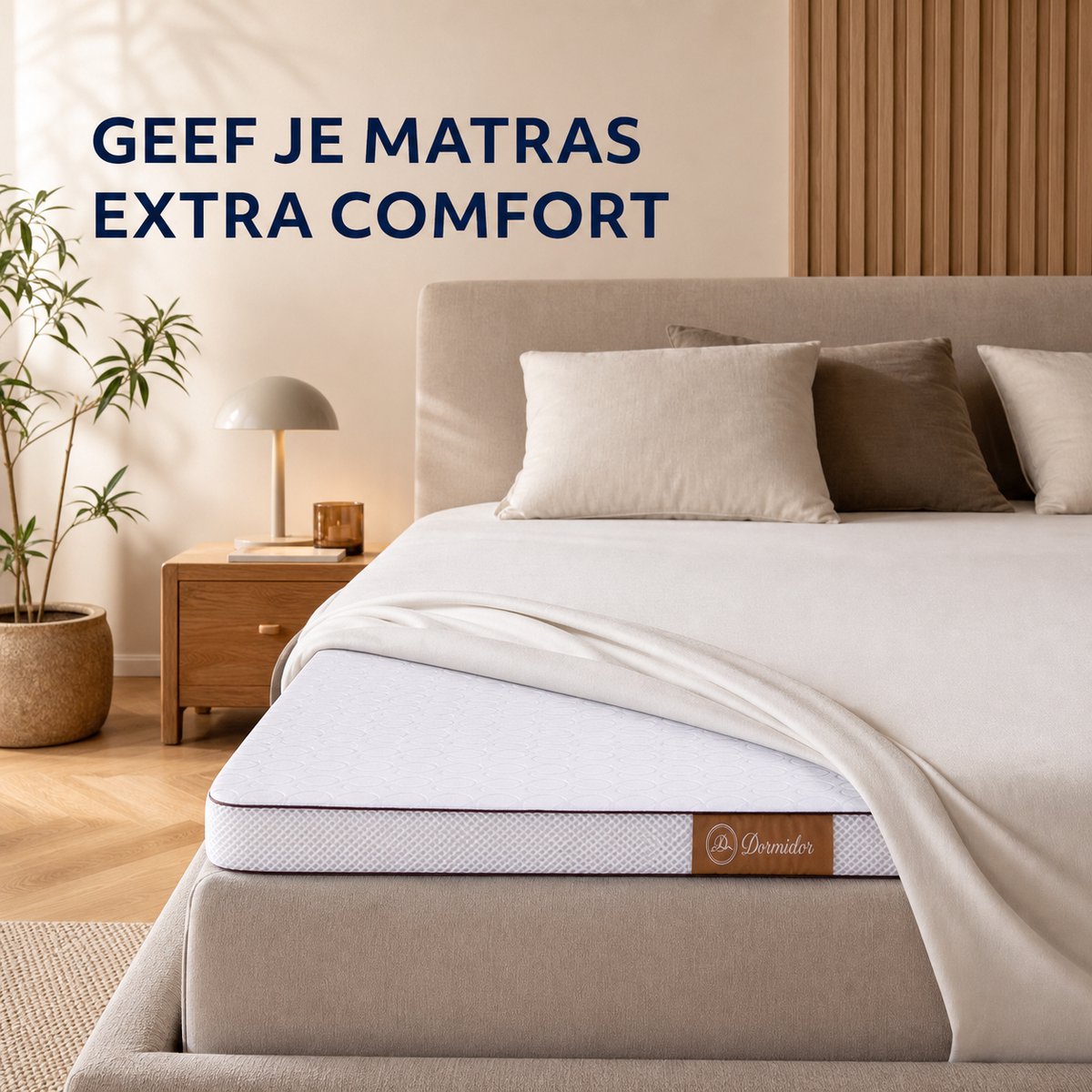 Dormidor Essential Topper 90 × 200 cm – 6 cm Traagschuim Topdekmatras – Medium – Antislip – Afritsbare Wasbare Hoes