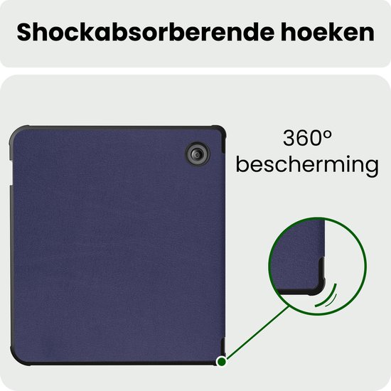 Hoes Geschikt voor Kobo Libra 2 Hoesje Bookcase Cover Hoes - Hoesje Geschikt voor Kobo Libra 2 Hoes Cover Case - Donkerblauw — afbeelding 4