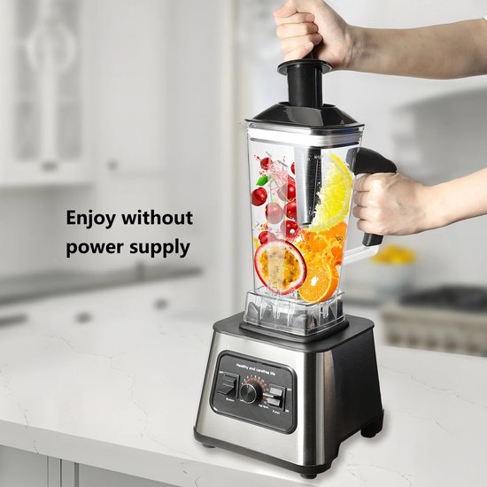 House Of Atelier - Blender - Smoothiemaker - Mixer - 2-in-1 Multifunctioneel - 2L + 0,5L potten - 6000W - 9 snelheden - Zilver/Zwart — afbeelding 3