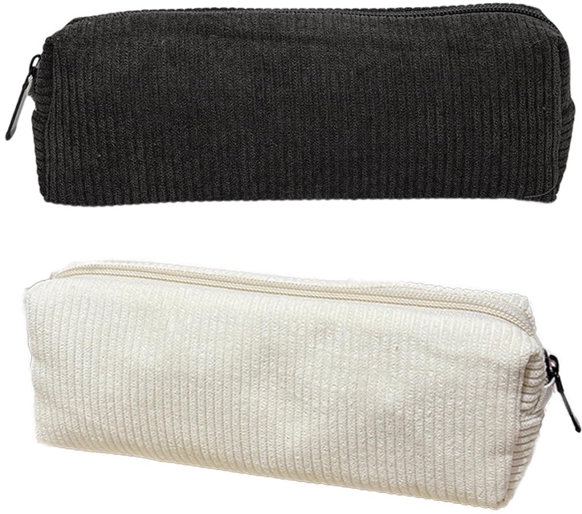 Dailygoods- Etui 2 Stuks - Effen/Retro - Draagbare Opbergtassen - Fluwelen Materiaal - 20 x 7 x 5 cm - Zacht en Duurzaam - Pennenetui