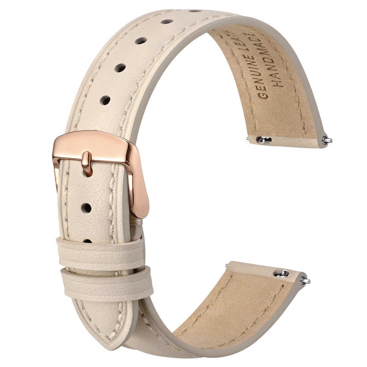 Dailygoods- Horlogeband Elegante Lederen Armband - Snelsluiting - Vervangende Band - Bandmaat 12/14/16/18/20 mm - Roestvrij Stalen Gesp - Ademend en Comfortabel - Horlogearmband
