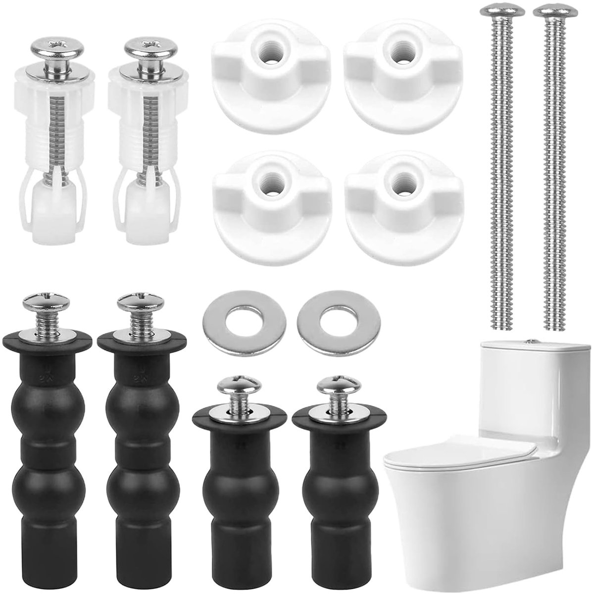 Dailygoods- Bevestigingsset voor wc-zitting - Bevestiging toiletdeksel - Schroeven voor wc-zitting - Reparatieonderdelen - Scharnier - Assortiment onderdelen