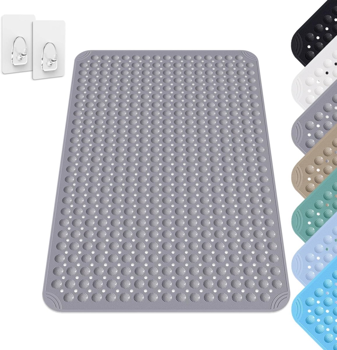 Dailygoods- Douchemat Antislip 80 x 120 cm - Antislipmat met Zuignappen - PVC Massagemat - Inclusief 2 Haken - Machinewasbaar - Langdurig Gebruik - Badmat