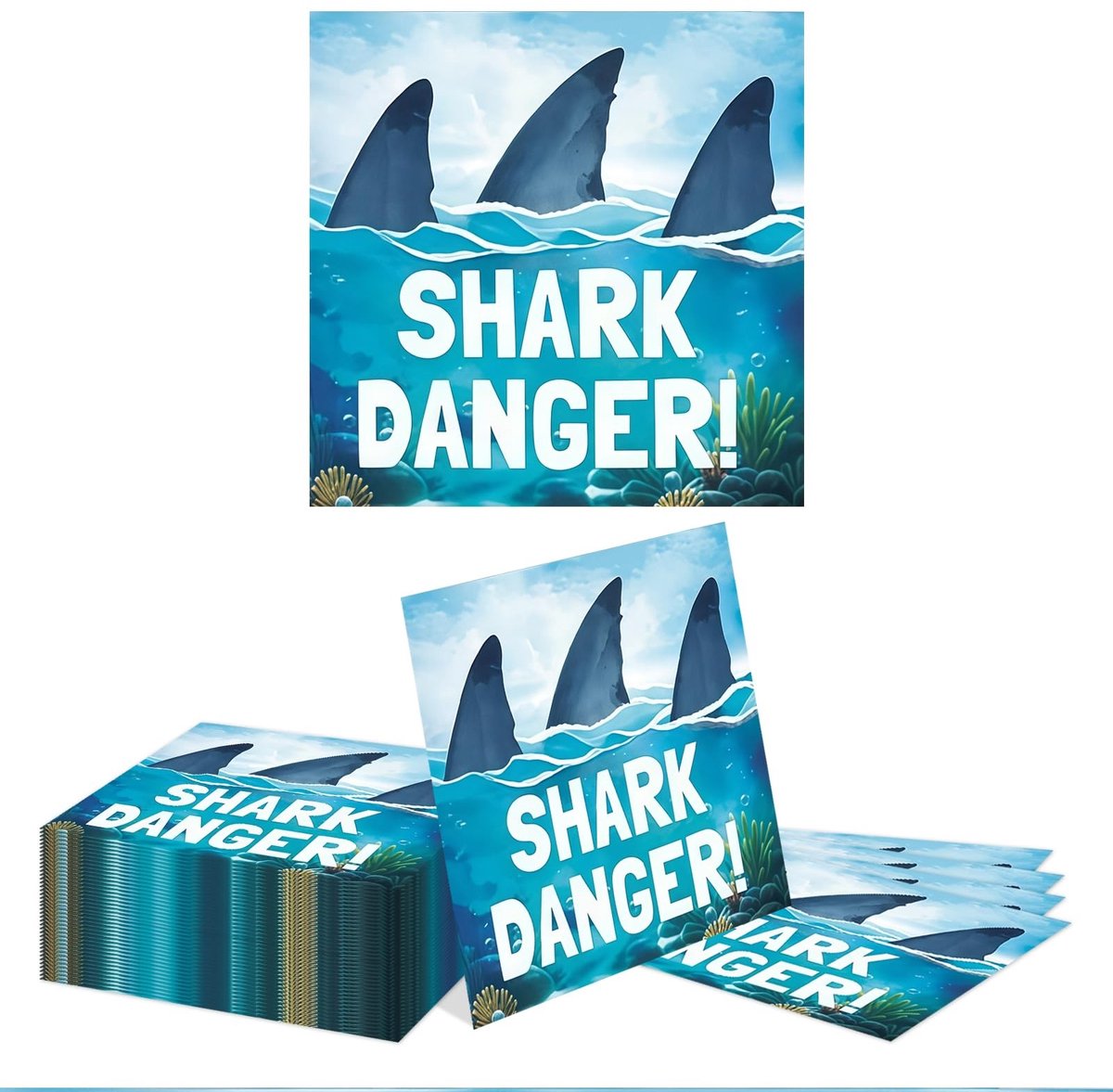 Dailygoods- Servetten 40 Stuks - Papieren Servetten 33 x 33 cm - Haai Verjaardag - Onder De Zee - Oceaan Tafeldecoratie - Zachte Patronen - Feestservetten