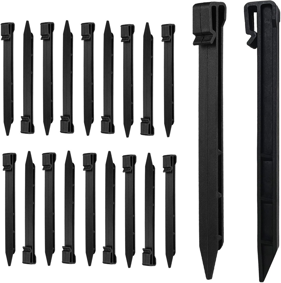 Dailygoods- Grondankers 20 Stuks - Kunststof Haringen - 25 cm - Robuust/Duurzaam - Bevestiging Gazonrandband - Groen/Antraciet - Gazonharing
