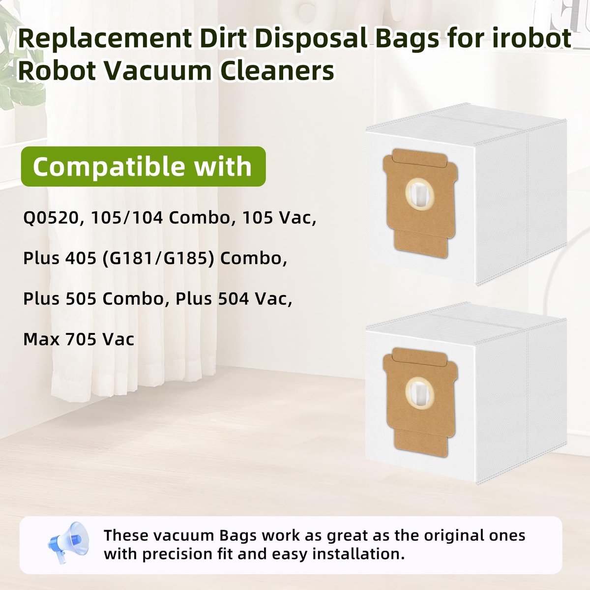 Dailygoods- Stofzuigerzak 12 Stuks - Vervangende Stofzakken - Roomba Q0520/104/105 - Clean Base Afzuigstation - Combo Essential Serie - Goede Afdichting