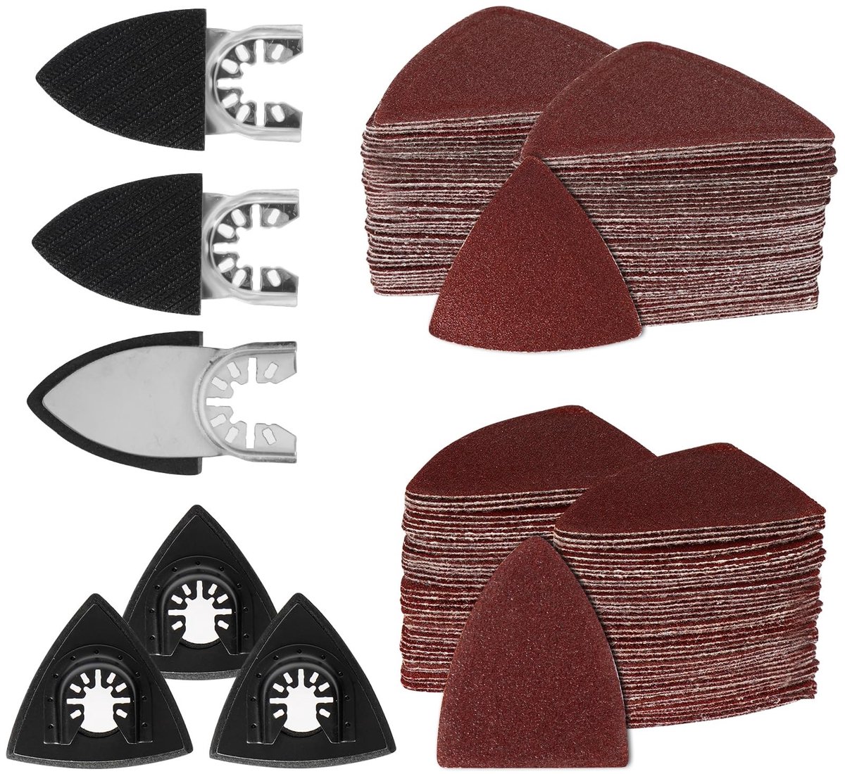 Dailygoods- Schuurplaat 156 Stuks - Schuurpapier Set 60#/80#/100#/120#/240# - Driehoekige Schuurschijven - Vingers Schuurpads - 80x80x80mm/50x50x40mm