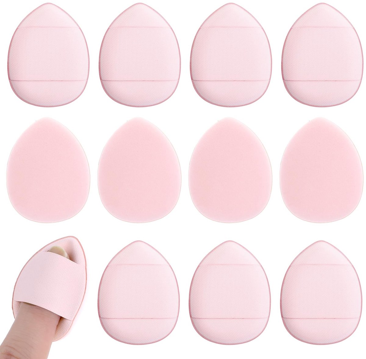 Dailygoods- Make-upspons 12 stuks - Mini Vingerpoederdonsjes - Zachte Setting Spons - Roze - Herbruikbaar - 4 x 3 cm - Make-updonsje