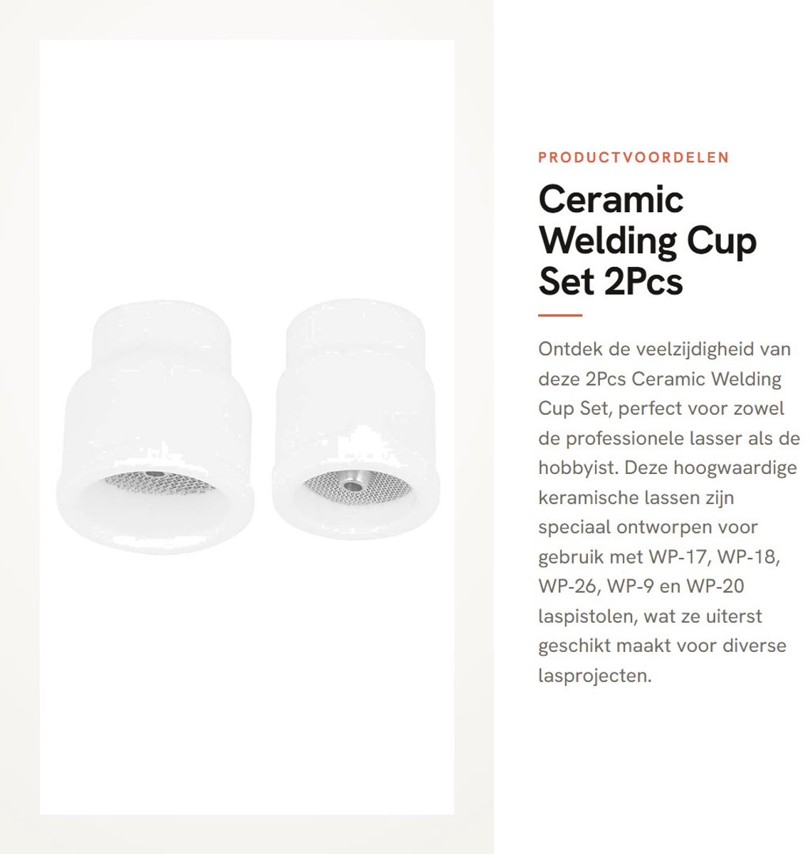 Dailygoods- Lascup Set - 2 Stuks - Hoogwaardige Keramiek - Geschikt voor WP-17/18/26/9/20 - Duurzaam - Eenvoudig te Installeren - Verbeterde Efficiëntie - Lasbeker