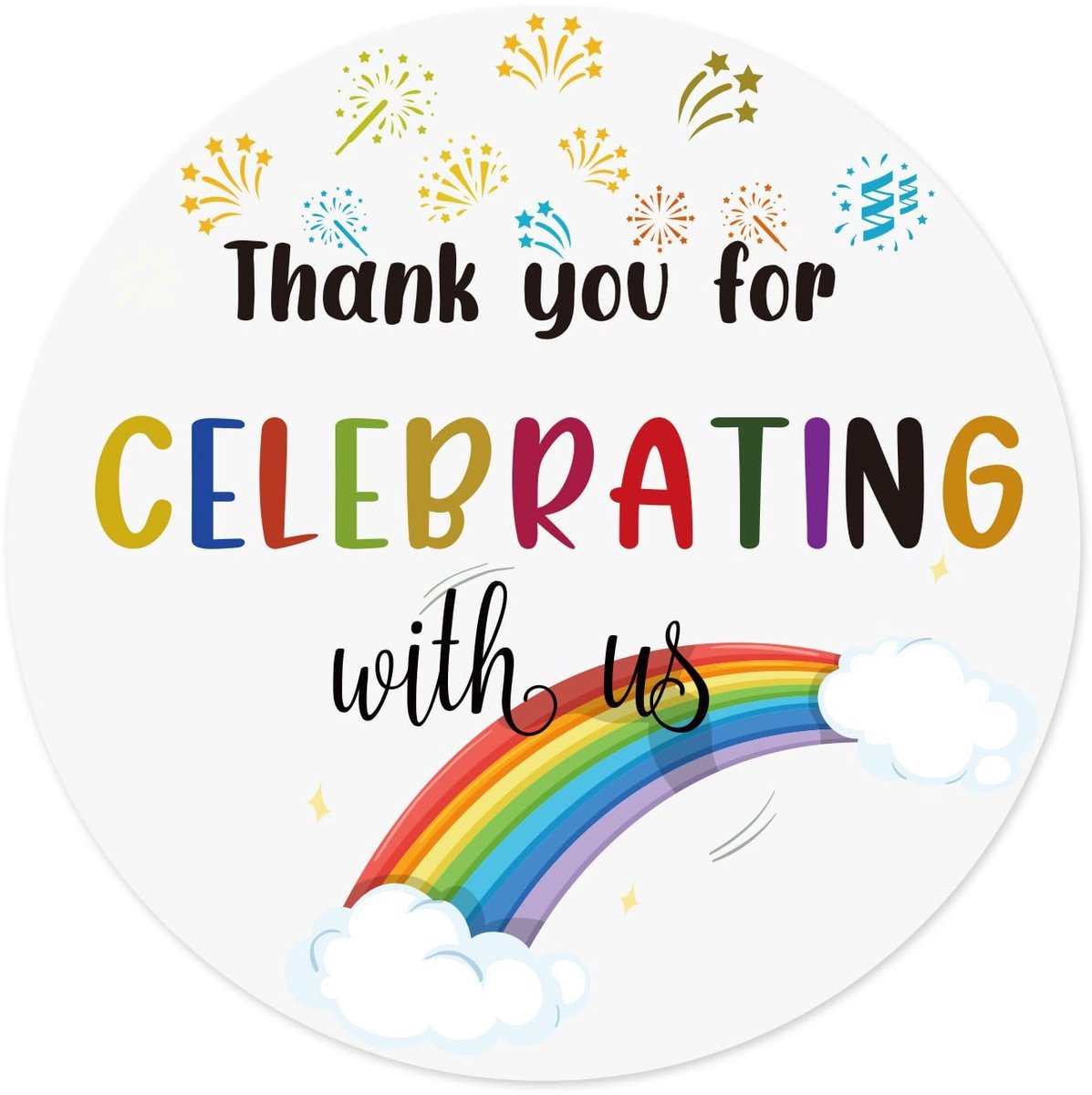 Dailygoods- Bedankstickers 120st - Ronde Etiketten 4cm - Universeel voor Babyshower/Bruiloft - Cadeauverpakkingen - Papier - Regenboogstijl
