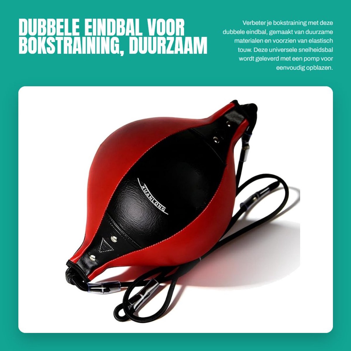 Dailygoods- Snelheidsbal Universeel - Dubbele Eindbal - Duurzaam PU-Materiaal - Elastisch Touw - Bokstraining Accessoire - Inclusief Pomp - Bokstrainer