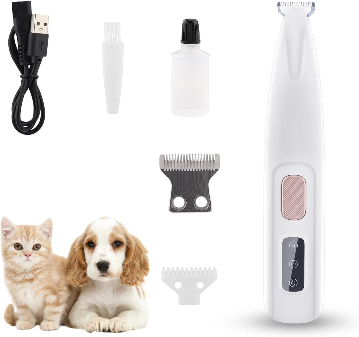 Hondentondeuse met ledlicht, IPX5, waterdicht, draadloos, voor honden, katten, poten, ogen, oren, gezicht, lichaam