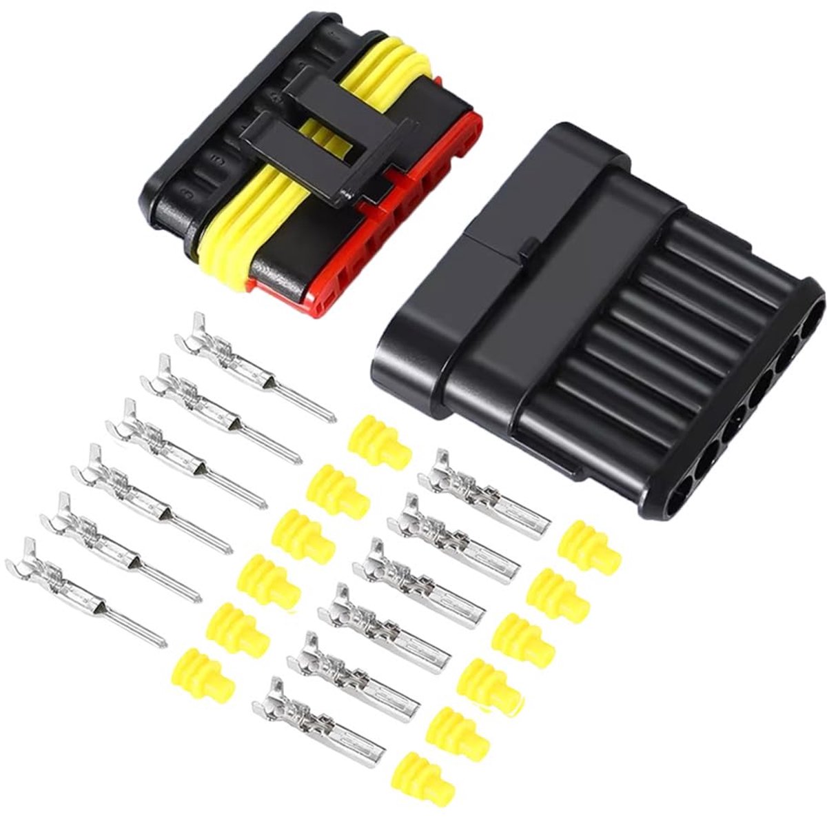 5-delige set met 6 pinnen voor auto, waterdicht, elektrisch, kabelverbinder, set met stekker en stekker, waterdicht, voor auto
