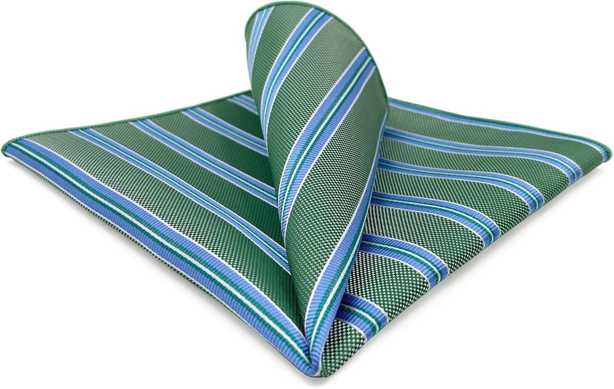 SHLAX&WING Groen Blauwe Zakdoek voor Mannen Gestreept Feest Prom Trouwerij Geweven