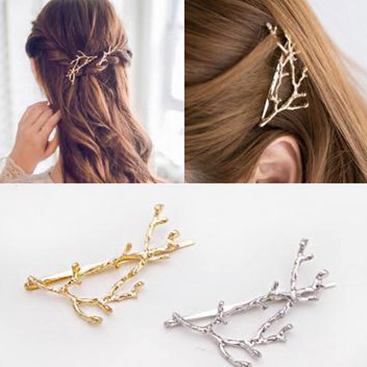 Gewei haarspeld barret boho gouden takken decoratief dagelijks dragen haar klemmen haarbobbypinnen bruiloft haaraccessoires voor vrouwen en meisjes 2 stuks