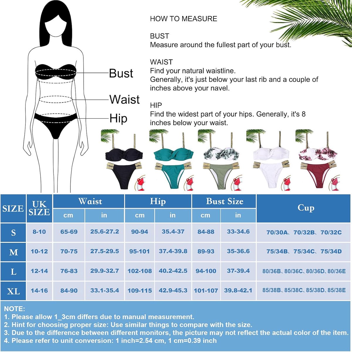 Badpak voor dames, tweedelig, push-up badmode voor dames, sexy bikini, strand, strandkleding met klassieke riem, strandkleding, zee, zomer