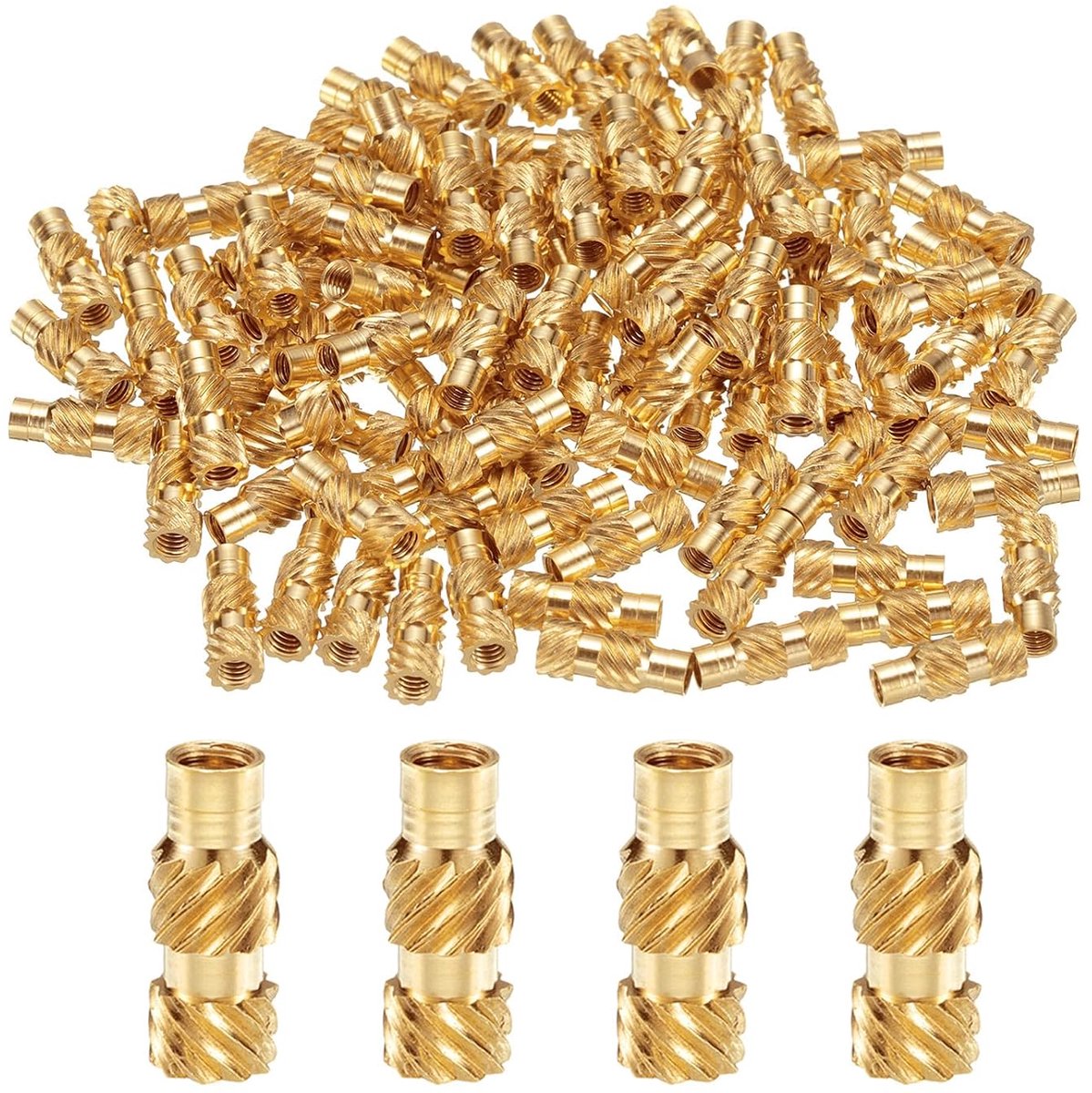 50 stuks M2.5 Schroefdraadinzetstukken, M2.5 x 10 x 4 mm Heat Inserts Messing, Schroefdraad Insert voor 3D-Printen, Elektronische Producten
