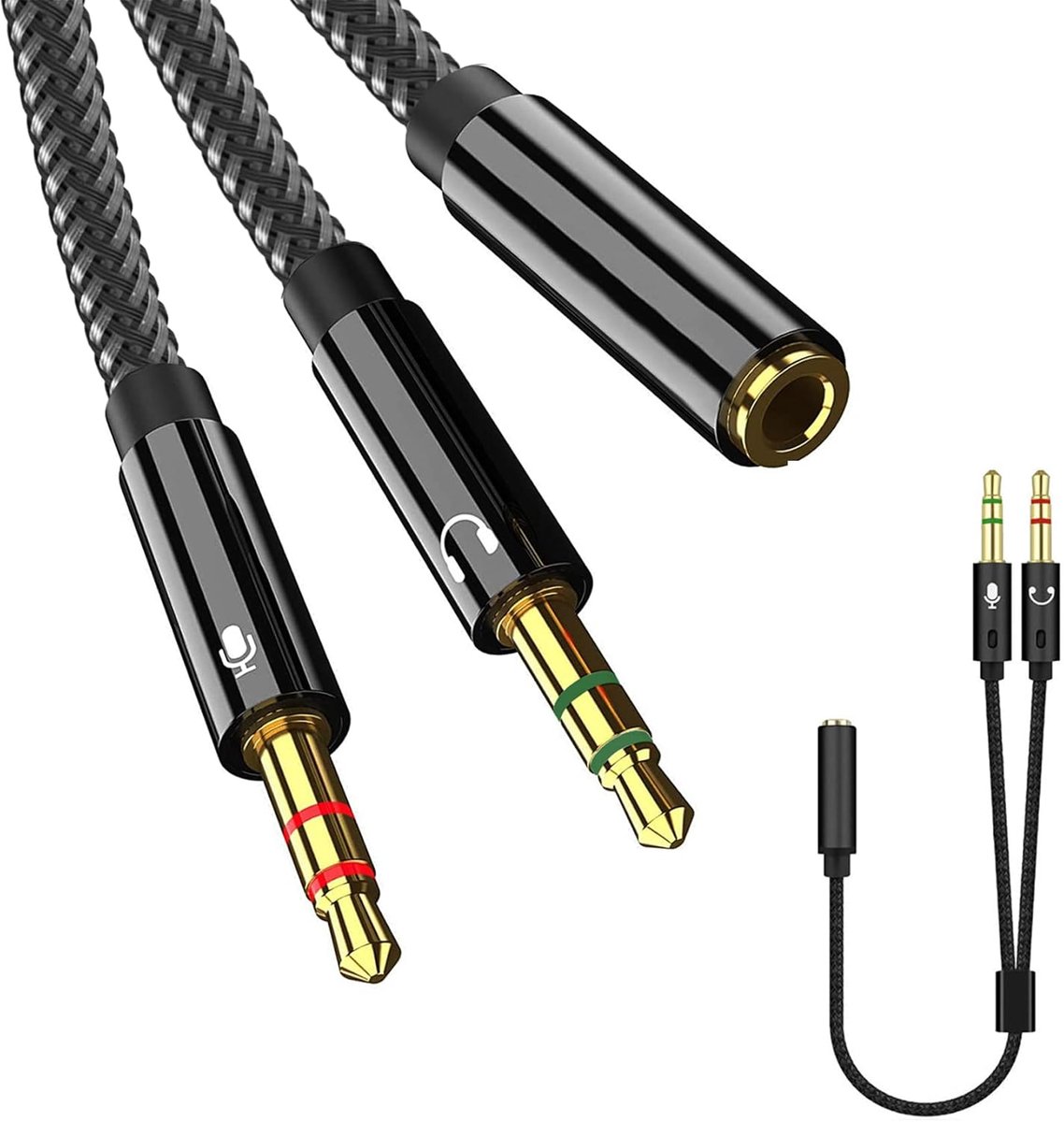 Y-splitter kabel audio 2-in-1 - 3,5mm jack naar dual 3,5mm jack - goudplated plug - ideaal voor PC en laptop - SnelShoppen