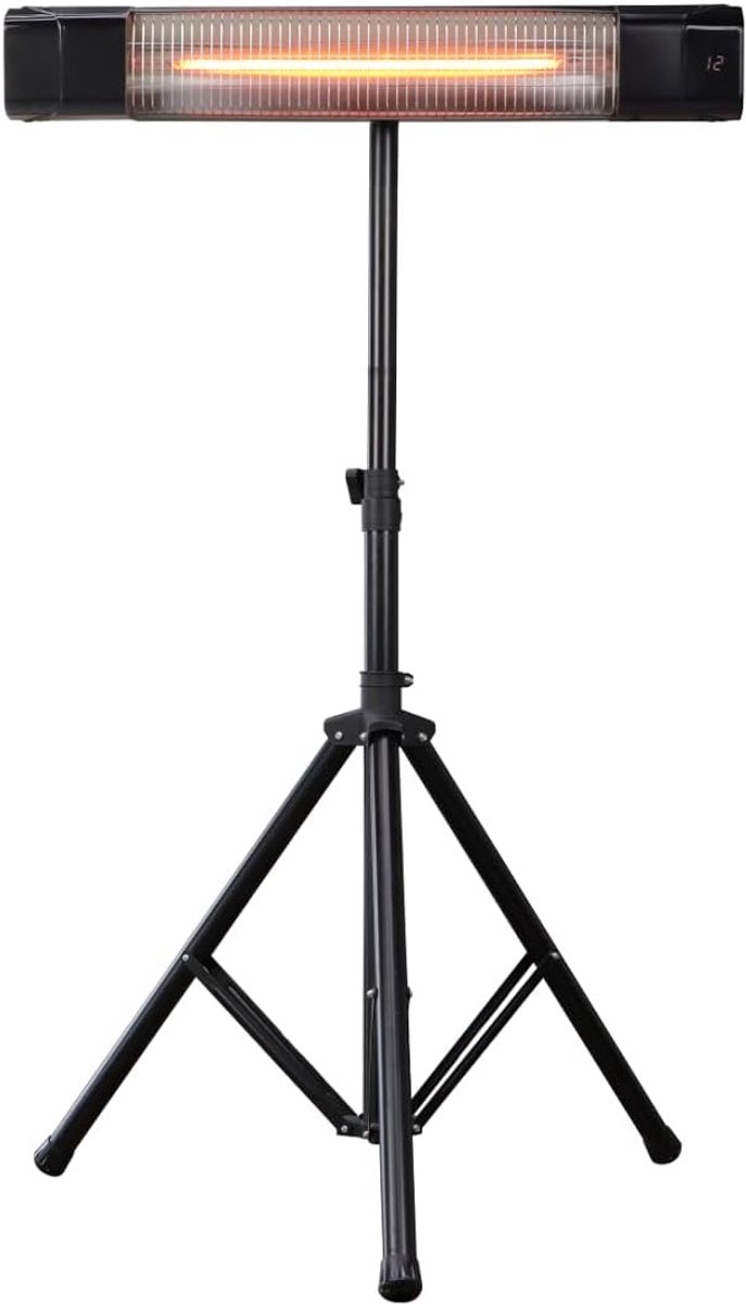 - Verwarmingsstraler voor buiten met statiefhouder, model Prometeo E-1500P, 1500 W vermogen, afstandsbediening, infrarood weerstanden met breed spectrum