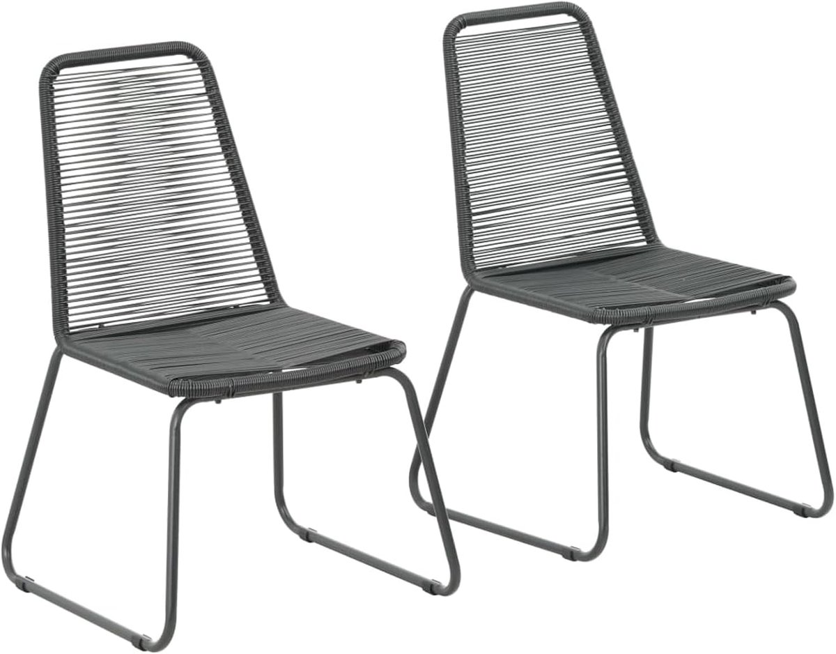 Tuinstoelen, 2 stuks, polyrotan, tuinstoel, balkonstoel, balkonstoelen, tuinmeubelen, voor tuin, balkon, terras, zwart