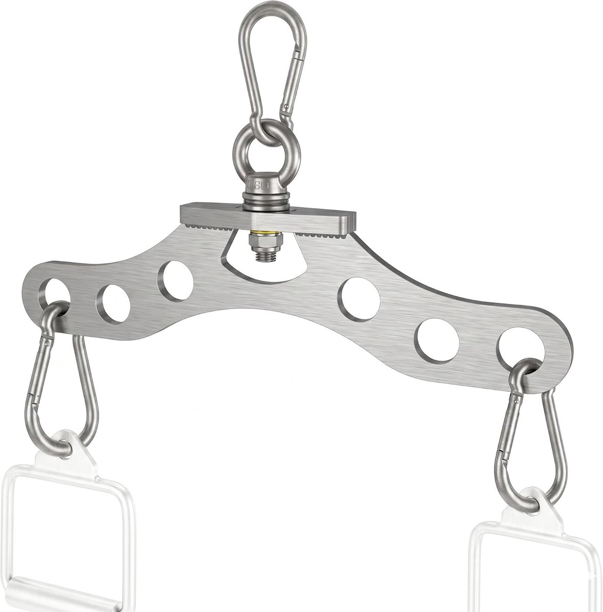 Bryant Roestvrij stalen lattrekadapter met 360° draaischarnier, 6 mm dikke trekhulp voor kabeltrekken, 150 kg belastbaarheid, fitnessaccessoires voor rugtraining incl. 3 krachtige karabijnhaken