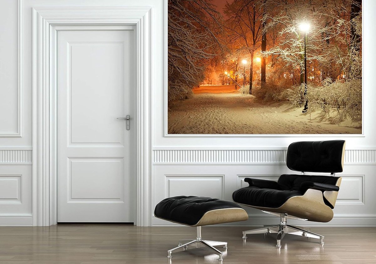 Behang - Winter in het Park - Grote Wandafbeelding 128 x 183 cm