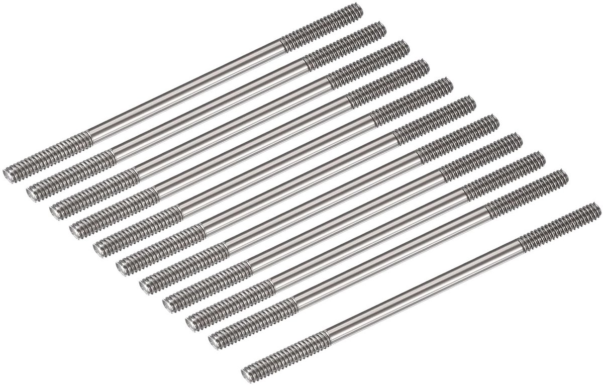 Dubbeleindige schroefdraad stangverbinder van 304 roestvrij staal voor DIY RC auto, boot, vliegtuig, helikopter model & doe-het-zelf materiaal, M2 x 35 mm, verpakking van 15 stuks