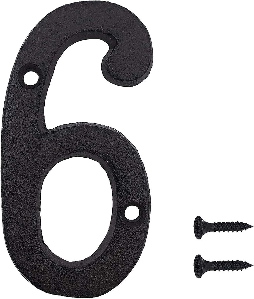 Gietijzeren nummers, 3 inch zwarte retro metalen nummers huisnummer postnummers voor coffeeshop Bar Restaurant (6)