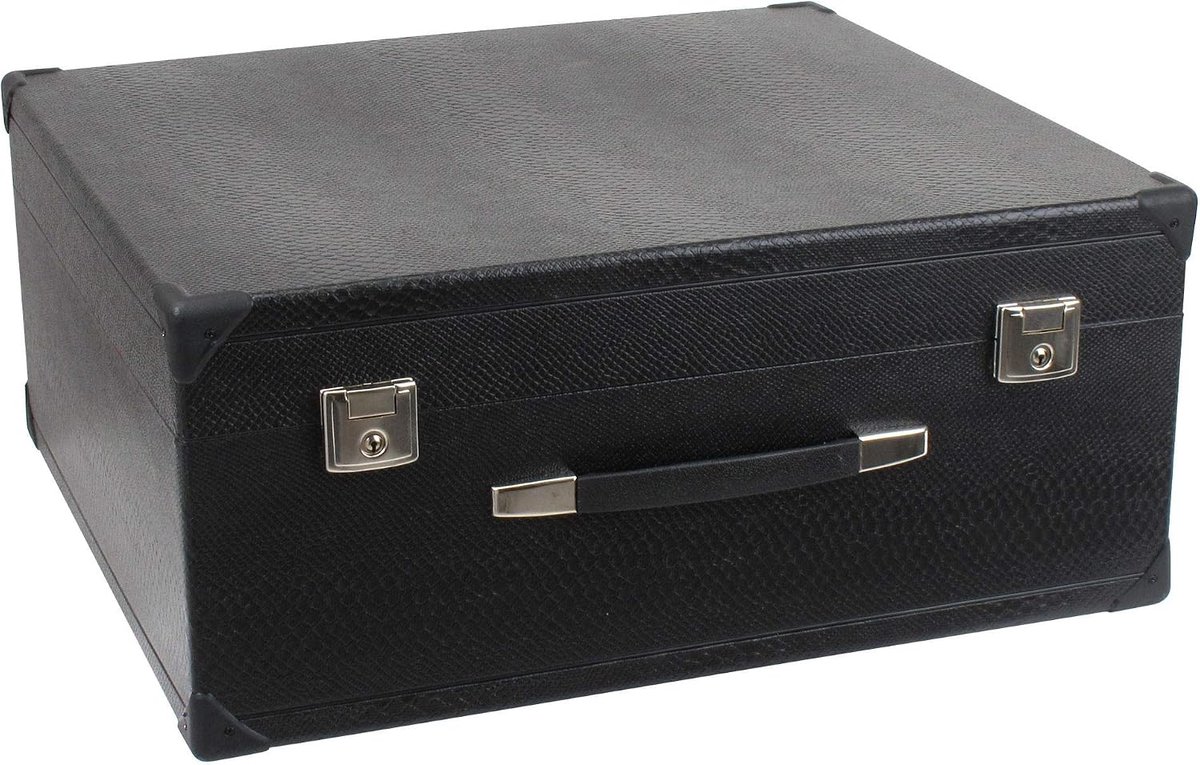 Accordeonkoffer 120 Bass Grootte I, Zwarte kunstleren bekleding | Draagkoffer voor 120 Bass-accordeons, Hardshellkoffer met houten kern, Zachte pluche voering, Rode pluche bekleding, 6 kg