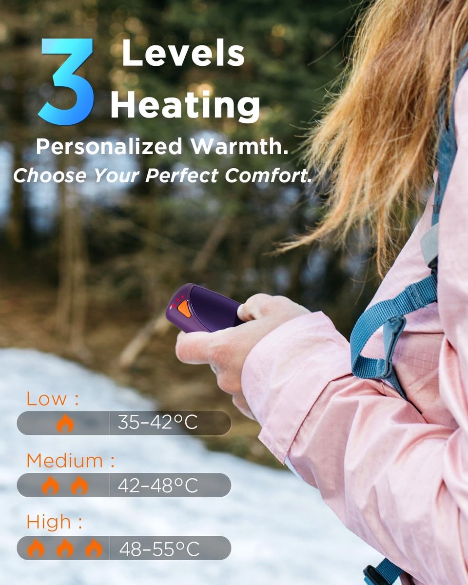 Oplaadbare Handwarmer 2 Stuks met Oplaadcase, 14000 mAh USB Elektrische Handwarmers, Herbruikbare Zakwarmer, 3 Verwarmingsmodi, Dubbelzijdige Verwarming, Ideaal voor de Winter Buiten — cadeau in Sport & Outdoor - foto 6