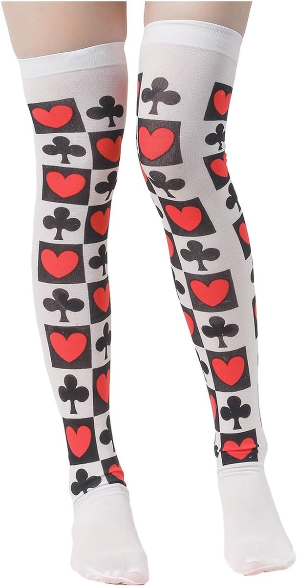 1 paar gepersonaliseerde pokersokken, gestreepte pokersokken voor dames, pokerkniekousen, strakke pokersokken, kunnen worden gebruikt bij rollenspellen, themafeesten enz.