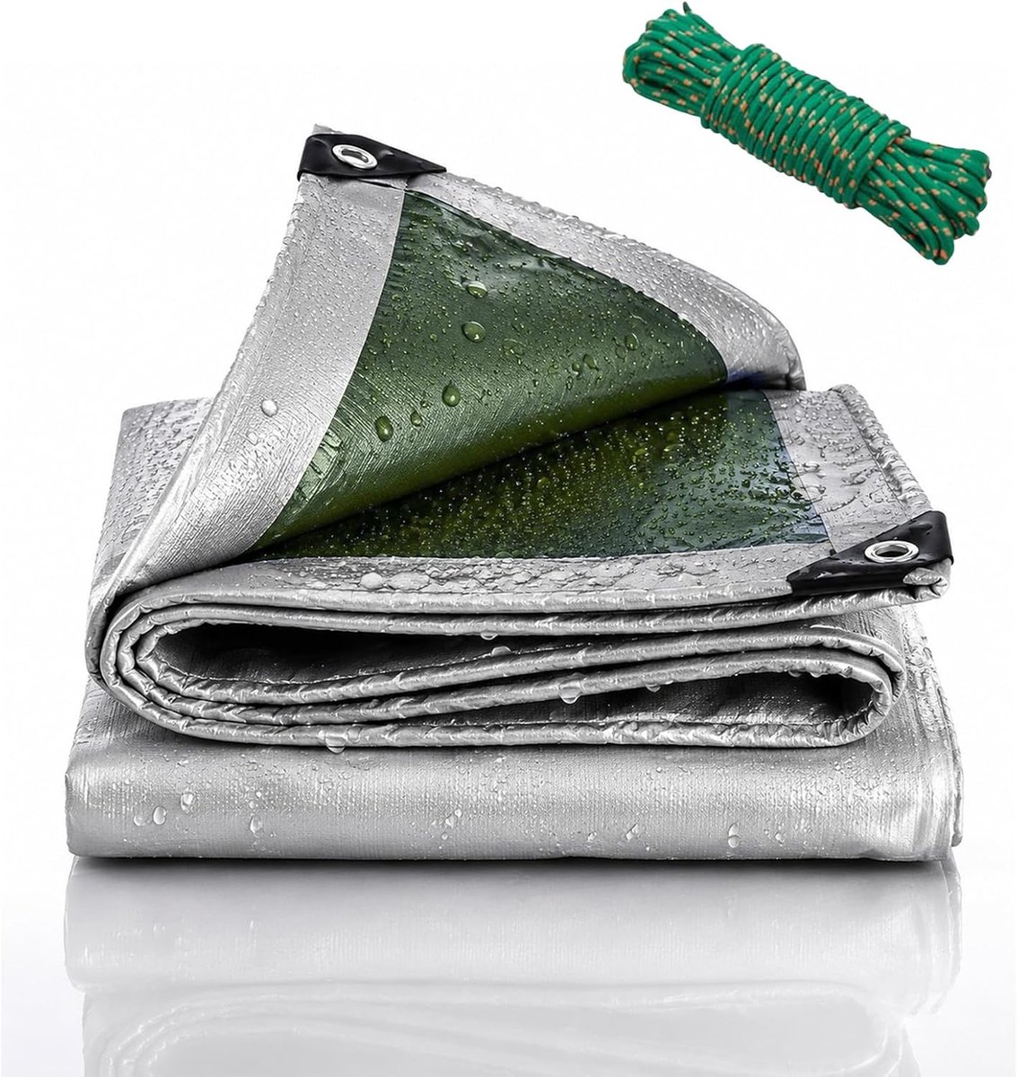 Waterdicht, polyethyleen, 3 x 3 m, vrachtwagenzeil met ogen, uv-stabiel en scheurbestendig weefsel, beschermhoes voor tuinmeubelen, hout, zwembad, trampoline, auto