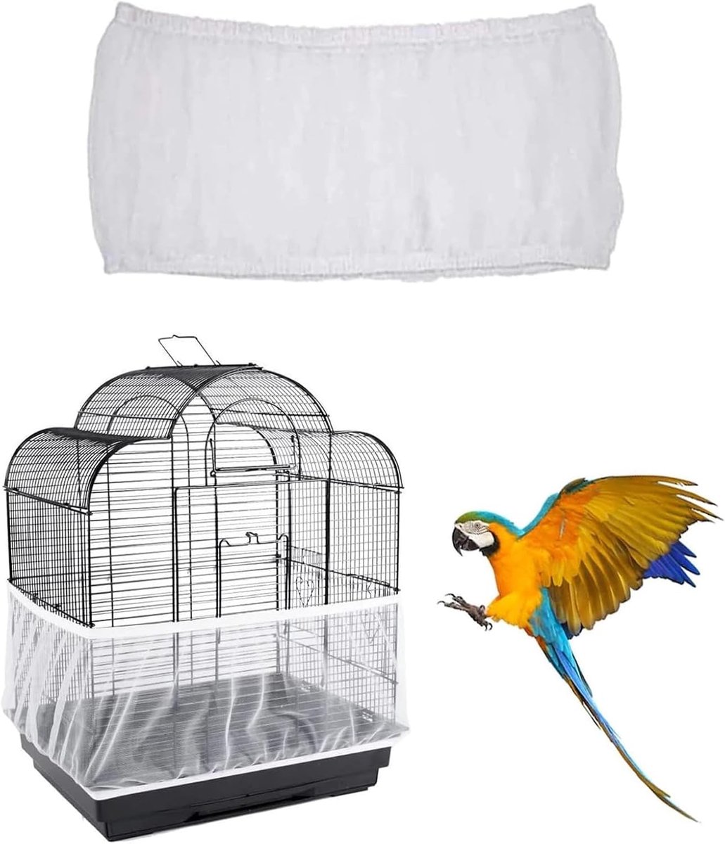 Hoes voor vogelkooi, zaadvanger, beschermingsnet voor vogelkooi, papegaaien, nylon mesh, geschikt voor kooien met een omtrek van 140-220 cm