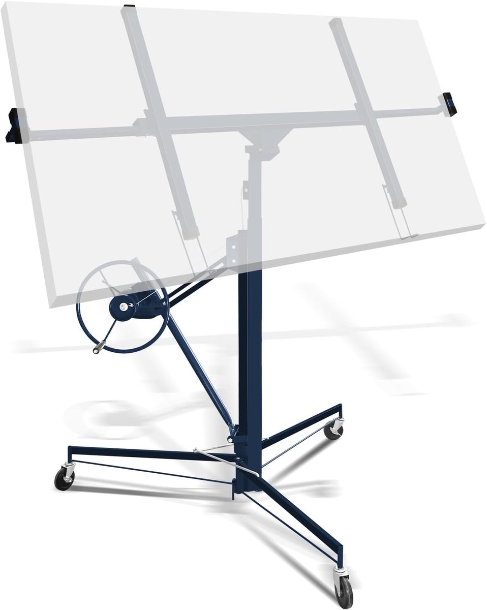 Inklapbare platenlift XXL 140 cm-350 cm werkhoogte in hoogte verstelbaar 68 kg draagvermogen max. 290 cm lastarmbreedte voor gipsplaten (blauw)