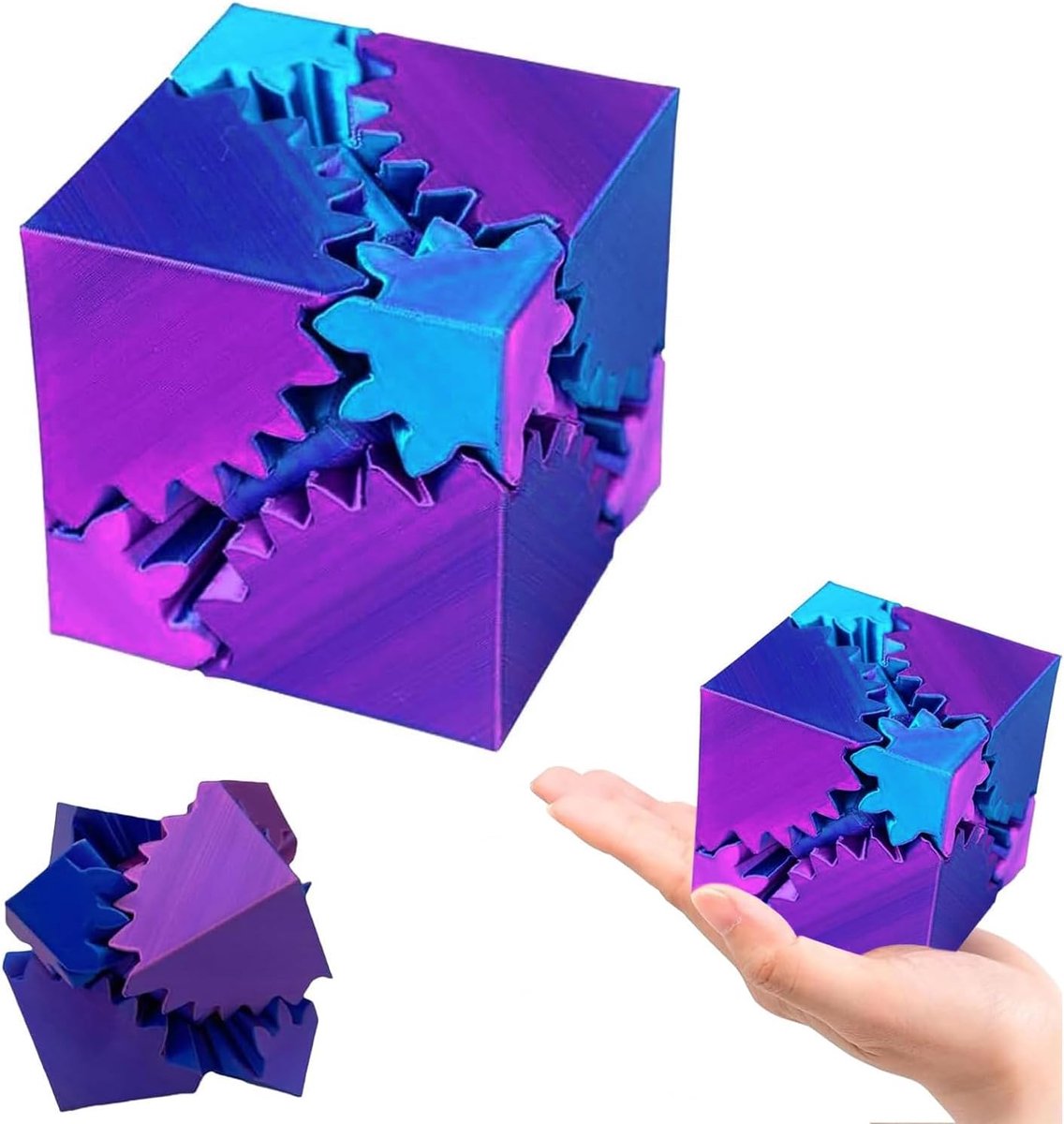 Ball, 1 stuk 3D-gedrukte Gear Sphere, Fidget Toys Anti-Stress voor 3+ Kinderen Volwassenen Zorgen, Uitrustingsbol, Vierkant