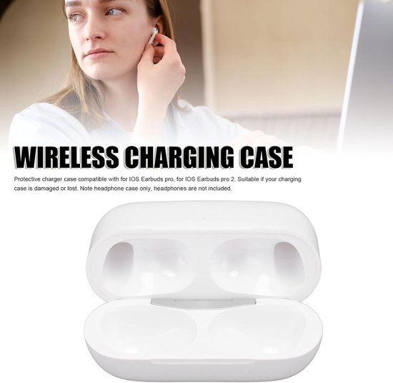 Oplaadcase voor Pro 1e & 2e Gen, 450mAh draadloze oplaadcase vervanging voor Pro 1e & 2e met Bluetooth-koppelingssynchronisatieknoppen, ontwerp met koordgat — afbeelding 2